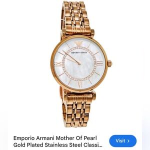Emporio Armani Mother Of Pearl Gold Plated Stainless Steel wrist watch